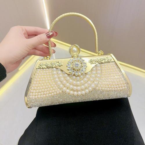 Plastic Pearl & Polyester Easy Matching Clutch Bag with rhinestone PC