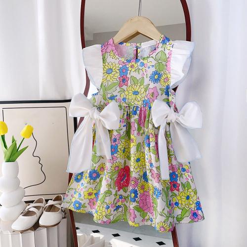 Coton Robe d’une seule pièce de fille Imprimé Floral multicolore pièce