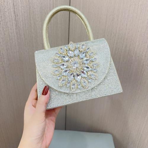 Polyester Easy Matching Clutch Bag with rhinestone gold PC