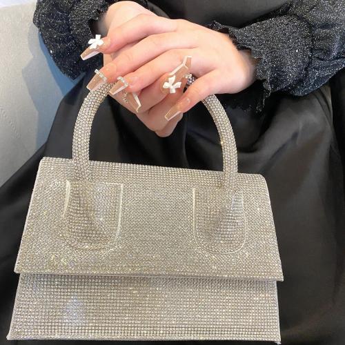 Polyester Easy Matching Clutch Bag with rhinestone silver PC