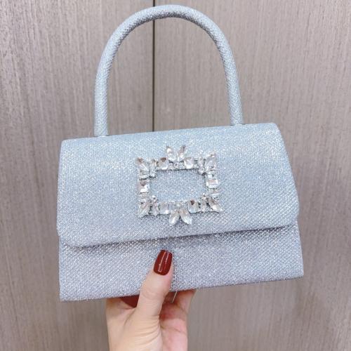 Polyester Easy Matching Clutch Bag with rhinestone silver PC