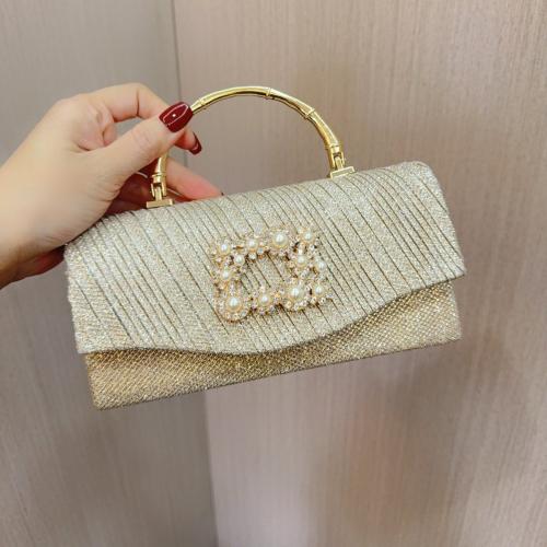 Polyester Easy Matching Clutch Bag with rhinestone gold PC