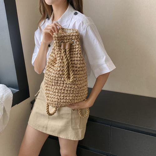 Straw Handmade & Weave Backpack Unlined khaki PC