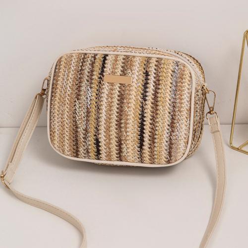 PP Stro & PU-leer Crossbody Tas Striped meer kleuren naar keuze stuk