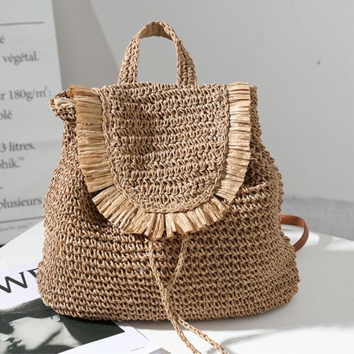 Paper Rope Handmade & Weave & Tassels Backpack PC