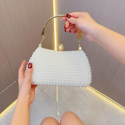 Plastic Pearl & Polyester Easy Matching Clutch Bag with rhinestone PC