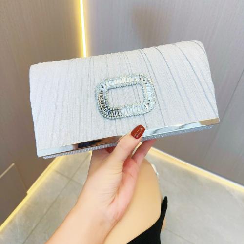 Polyester Easy Matching Clutch Bag with rhinestone silver PC