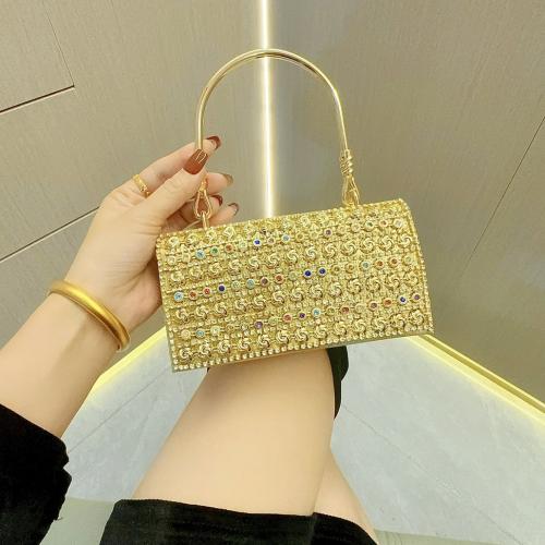 Polyester Easy Matching Clutch Bag with rhinestone gold PC