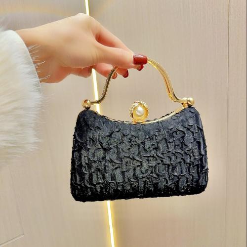 Polyester Easy Matching Clutch Bag with rhinestone black PC