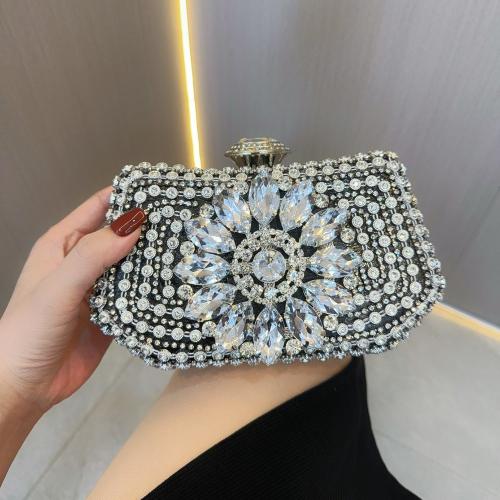 Polyester Easy Matching Clutch Bag with rhinestone floral PC