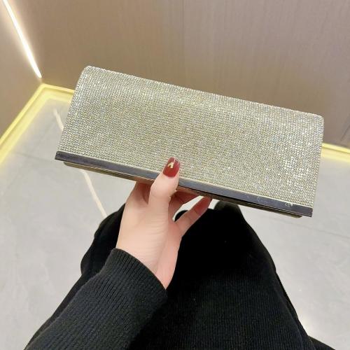 Polyester Easy Matching Clutch Bag with rhinestone gold PC