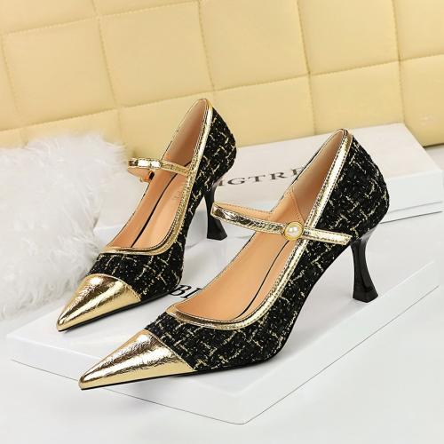 PU Leather High-Heeled Shoes pointed toe & anti-skidding Pair