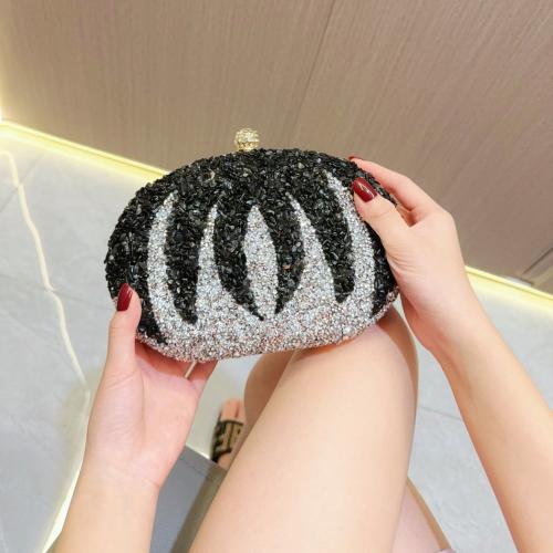 Polyester Easy Matching Clutch Bag with rhinestone black PC