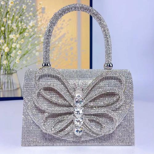 Polyester Sac d’embrayage motif papillon Argent pièce