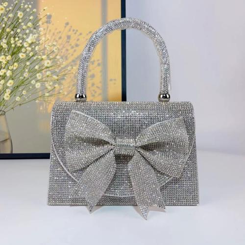 Polyester Clutch Bag, Bowknot-Muster, Silber,  Stück