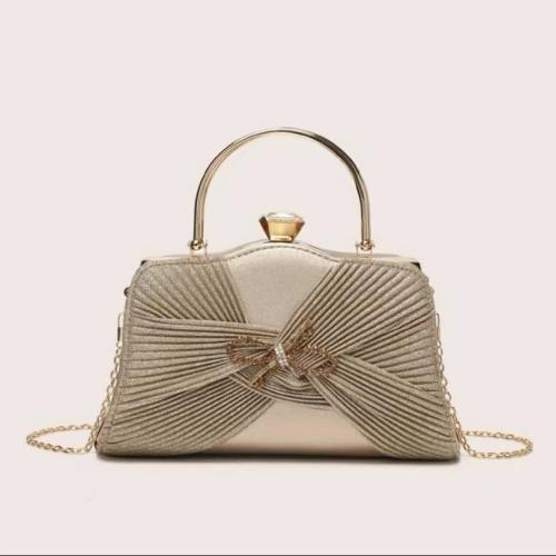 PU Leder & Polyester Clutch Bag, Bowknot-Muster, Gold,  Stück