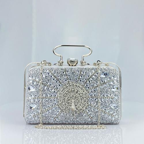 PU Leder & Polyester Clutch Bag, Silber,  Stück