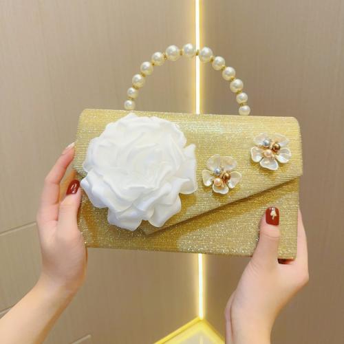 Polyester Clutch Bag, Floral, Gold,  Stück