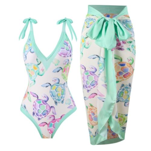 Polyester Maillot de bain d’une seule pièce Imprimé Vert pièce