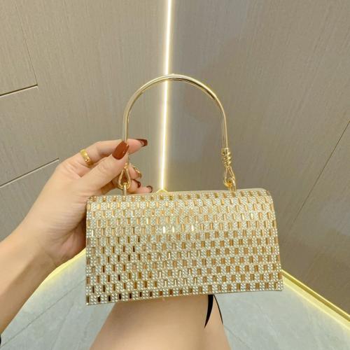 Polyester Easy Matching Clutch Bag with rhinestone gold PC