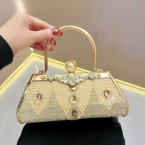 Plastic Pearl & Polyester Easy Matching Clutch Bag with rhinestone PC