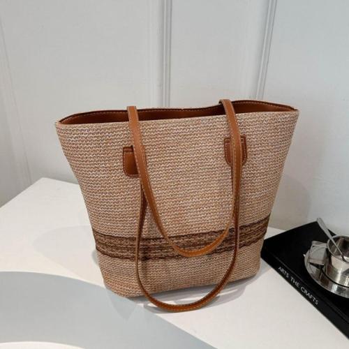 Straw Bucket Bag Shoulder Bag durable & large capacity Solid PC