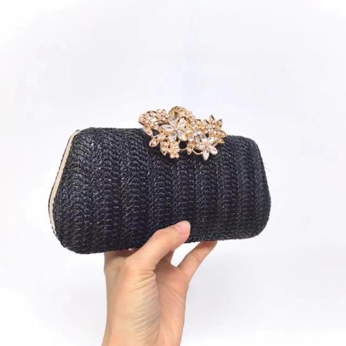 Straw Easy Matching Clutch Bag with rhinestone PC