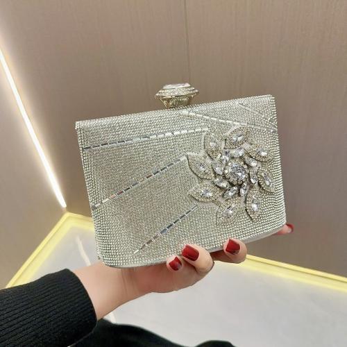 Polyester Clutch Bag, Floral, Silber,  Stück