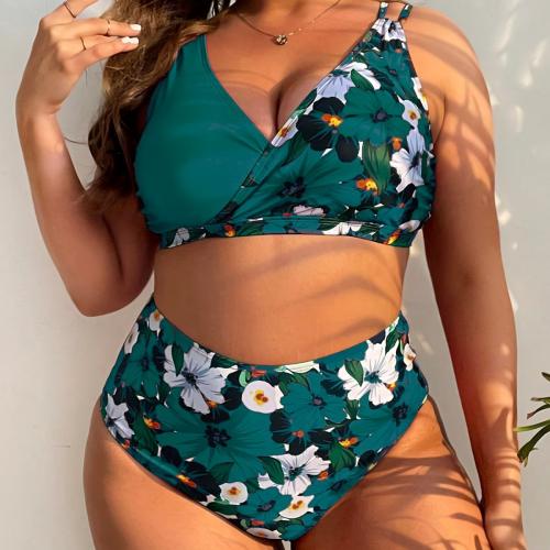 Spandex & Polyester Plus Size Bikini & two piece & padded printed floral Set