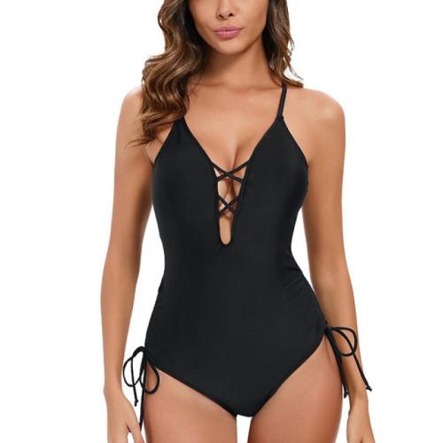 Polyamide Maillot de bain d’une seule pièce Solide Noir pièce