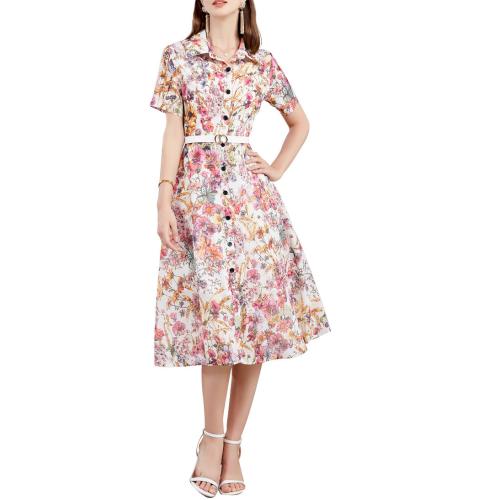 Polyester One-piece Dress slimming printed PC