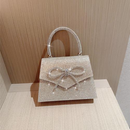 Glett Easy Matching Clutch Bag with rhinestone bowknot pattern silver PC