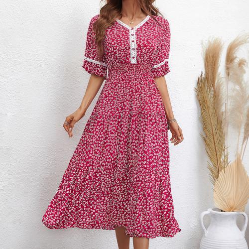 Polyester Waist-controlled One-piece Dress slimming printed PC