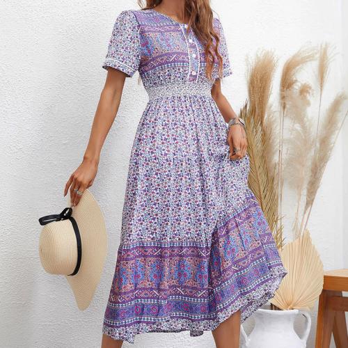 Polyester Waist-controlled One-piece Dress slimming printed PC