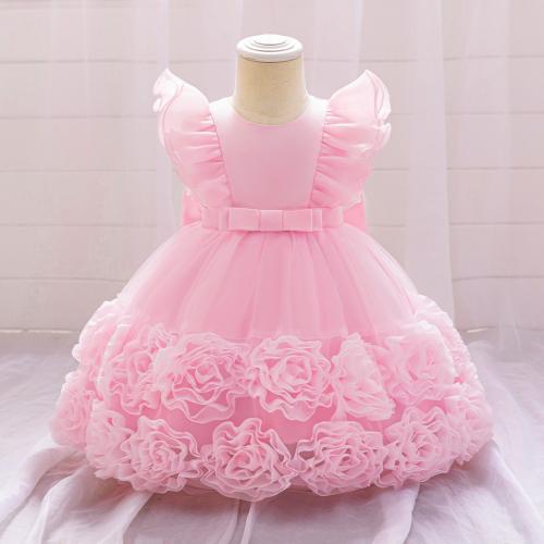 Gaze & Coton Robe d’une seule pièce de fille Solide Rose pièce