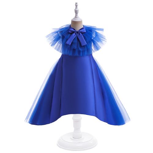 Gaze & Coton Robe d’une seule pièce de fille Châle Solide Bleu pièce