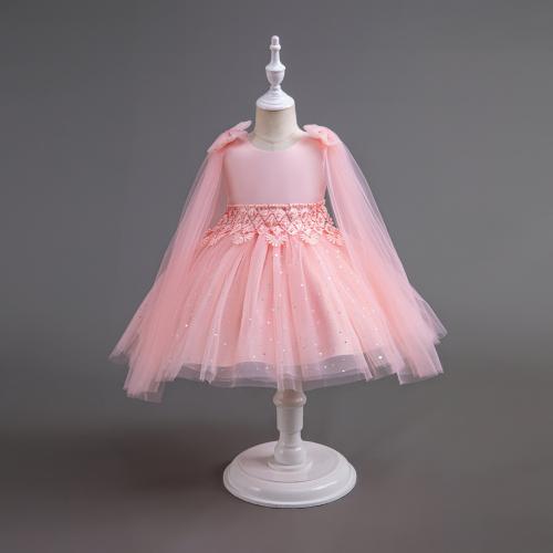 Gauze & Polyester Princess & Ball Gown Girl One-piece Dress Solid PC