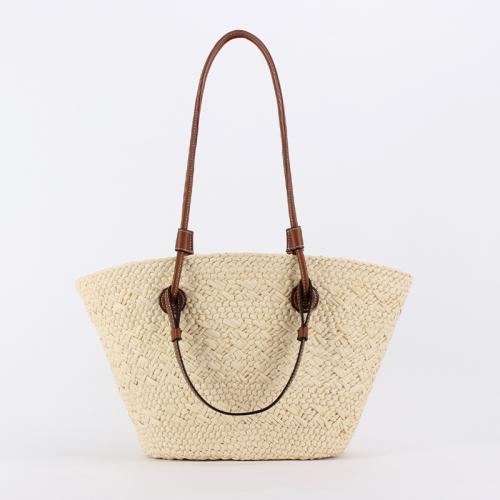 Cuerda de papel Bolsa de hombro tejida, beige,  trozo