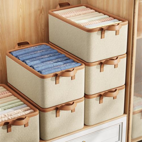 Tuch & Kleber gebunden Stoff Aufbewahrungsbox, Solide, Beige,  Viel