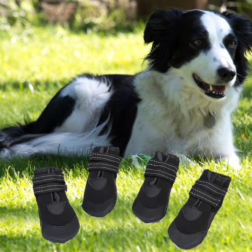 Tuch & Pvc Haustier Hundeschuhe, Schwarz,  Festgelegt