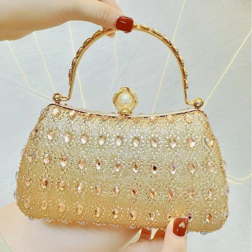 Polyester Easy Matching Clutch Bag with rhinestone gold PC