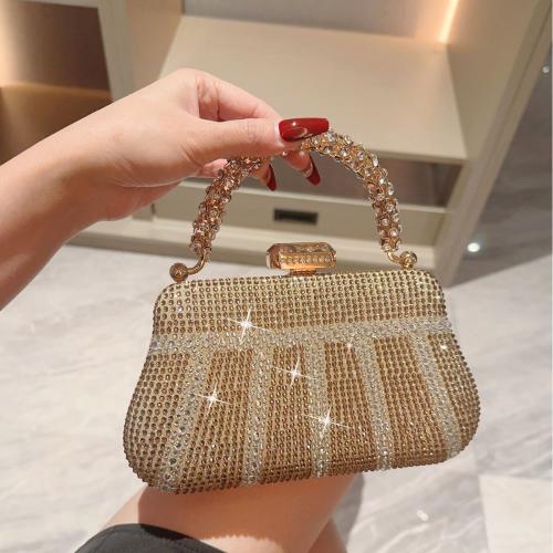 Polyester Easy Matching Clutch Bag with rhinestone gold PC