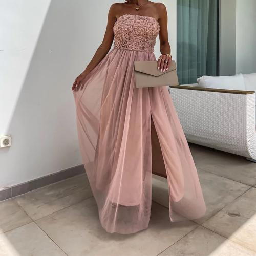 Polyester Tube Top Dress side slit patchwork PC