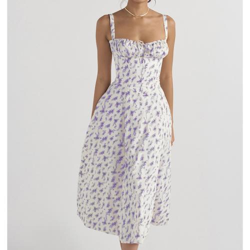 Polyester Slip Dress large hem design printed PC