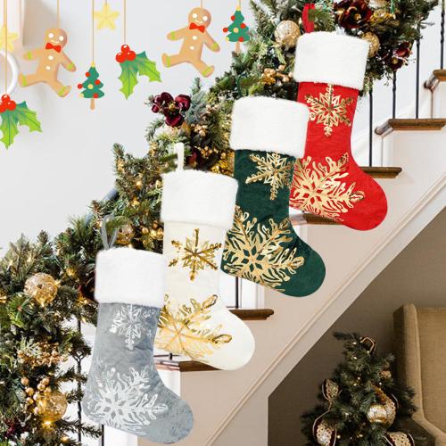 Polyester Christmas Decoration Stocking christmas design gold foil print PC