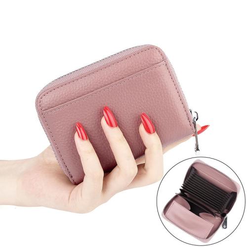 Full Grain Cowhide Leather RFID-blocking Card Bag Mini Lichee Grain PC