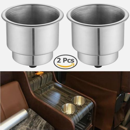 2Pcs Cup Drink Holder for Marine Boat Camper Truck RV Stainless Steel Brushed