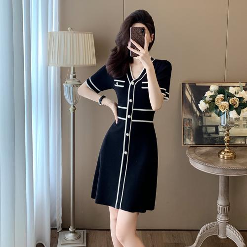 Polyester Slim One-piece Dress black PC