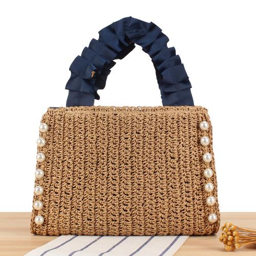 Paper Rope Easy Matching Woven Tote Plastic Pearl camel PC