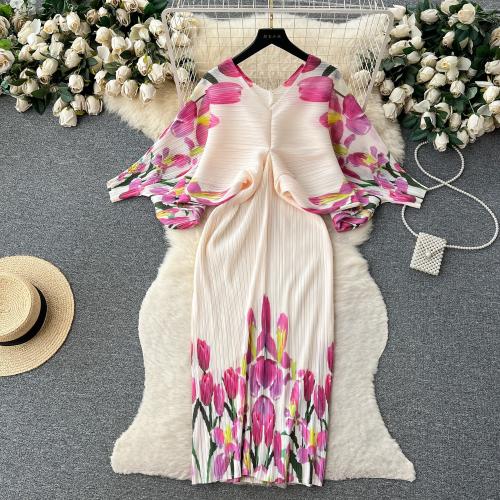 Polyester Slim One-piece Dress printed floral : PC